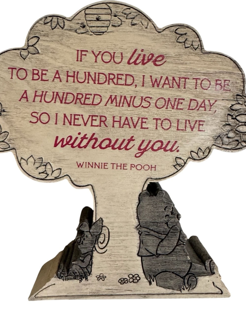 Hallmark Disney Winnie the Pooh Wood Look Tabletop Friendship Plaque